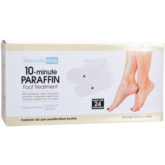 Paraffin Wax Works 10-Minute Paraffin Foot Treatment, Fragrance-Free, Spa and Home Treatment Booties, Pack of 6-Pairs