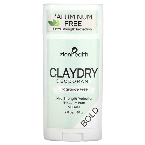 ClayDry Bold Desodorante sin fragancia Zion Health Barra de 2.8 oz