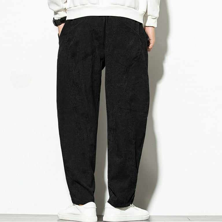 Gubotare Mens Pants Casual Corduroy Pants Lace Large Men s Colour