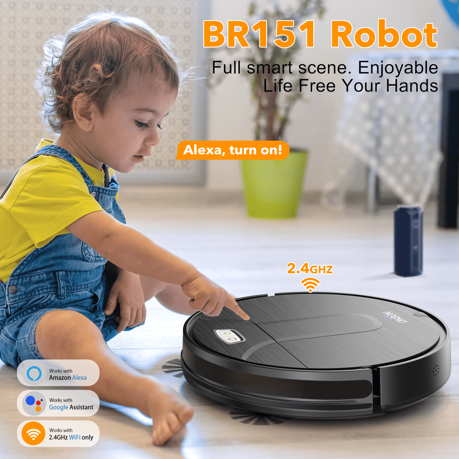 GOOVI By ONSON Robot Vacuum Cleaner, 3500Pa Powerful Suction with App/Wi-Fi/Alexa for Hard Floor