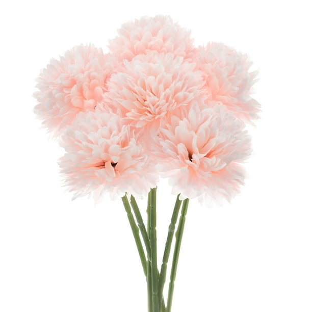 Uxcell Flores de Bola de Crisantemo Artificial, Ramos de Seda de Hortensia Falsos para el Hogar/Boda Rosa Champagne