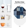 thumbnail image 6 of Vsdgher Indigo Patchwork Quilt Leather Coasters for Drinks, Durable Drink Coasters 4 Set for Tabletop Protection, Luxurious Home Décor and Housewarming Gift-Octagon, 6 of 6