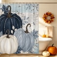 thumbnail image 3 of Navy Blue Fall Shower Curtain, Waterproof Shower Curtains for Bathroom, Thanksgiving Harvest Botanical Pumpkin Vintage Washable Fabric Bathtub Curtain Set Bath Decor with 12 Hooks Long 72"x84", 3 of 8