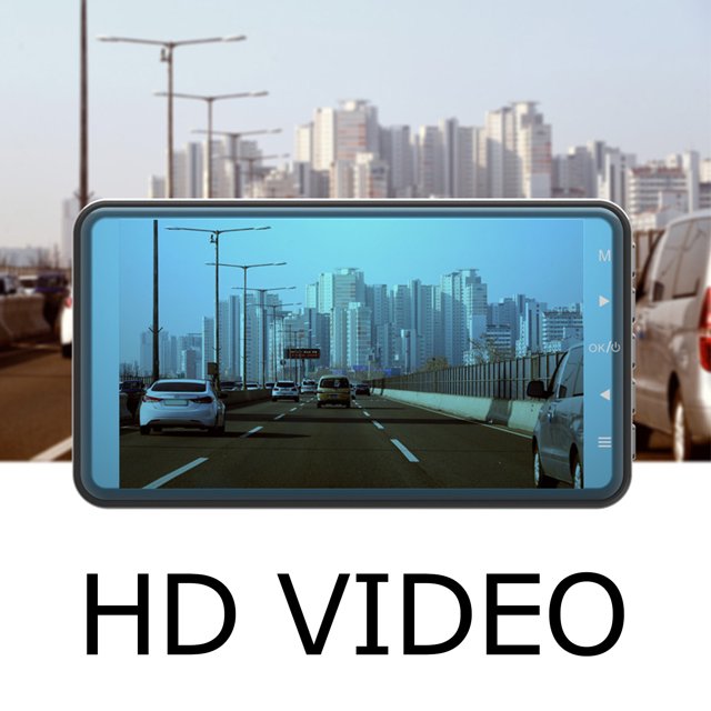 Grabadora de conducción NikouMX Pantalla táctil de 4 pulgadas HD 1080P con lente dual delantera y trasera para automóvil