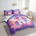 thumbnail image 3 of Castle Fairy Cartoon Animal Unicorn Twin Bedding Sets 7-Piece for Preppy Child Girls,Dreamy Princess Bedding Comforter Set Microfiber,Universe Galaxy Breathable Sheet Sets,Microfiber Bedroom Decor, 3 of 8