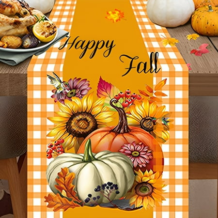 

Moocorvic Fall Orange Tablecloths Rectangular 72x13inchs Thanksgiving Table Cloths for Party Picnic Dinner Holiday Decoration
