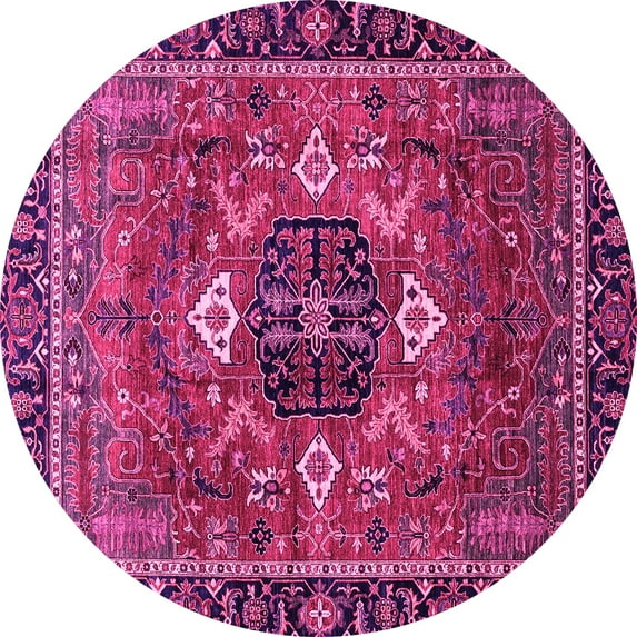 Ahgly Company Indoor Round Persian Pink Traditional Area Rugs, 5' Round
