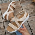 thumbnail image 2 of Women's Elastic Strap Wedge Sandals, Wide Width Round Toe Summer Beach Sandals, Soft Thick Bottom Breathable Casual Walking Shoes, Non-Slip Outdoor Platform Sandals, 2 of 9