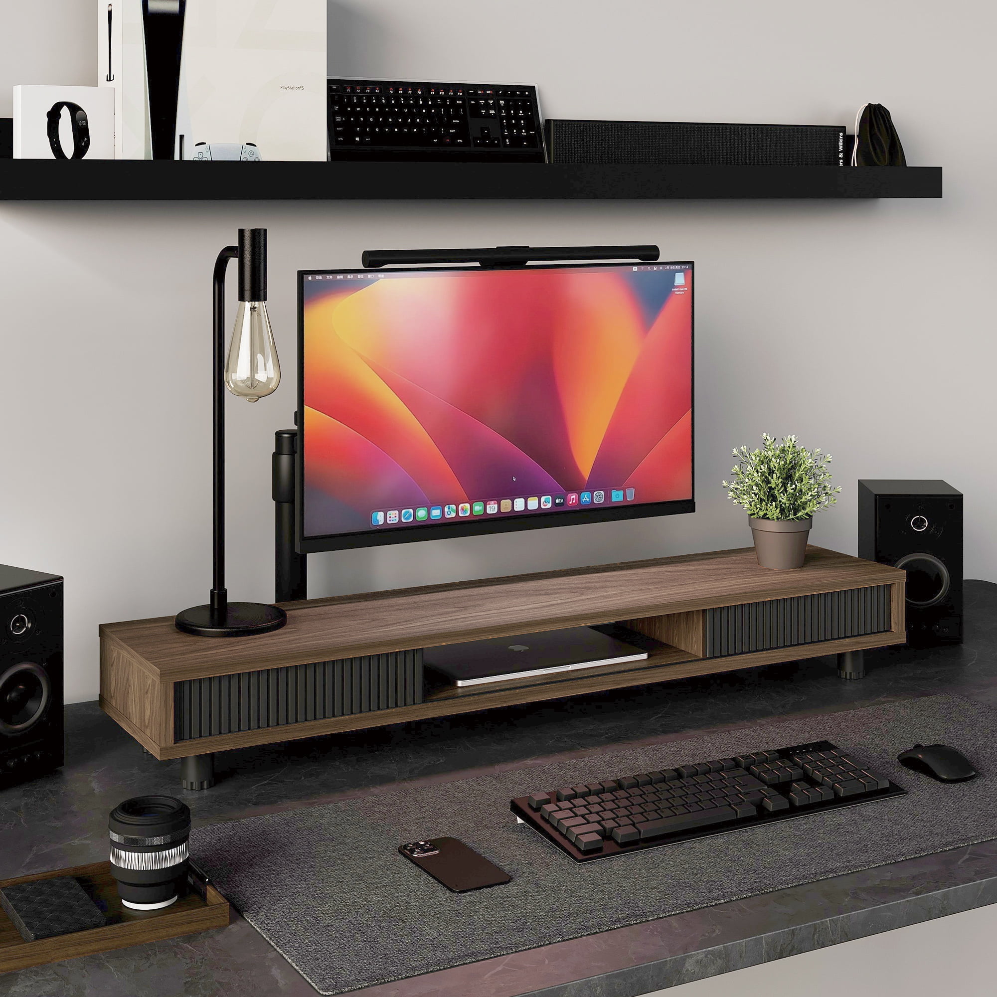 Fenge Dual Monitor Stand, 42.5inch Long Monitor Stands Riser for 2 Monitors