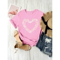 thumbnail image 3 of QAFOPEH Womens Daisy Heart Print T-Shirt Graphic Tee Short Sleeve Crewneck Top, 3 of 7