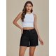 thumbnail image 3 of Pantalones cortos luvamia FLExclusive, vaqueros para mujer, talle alto, color negro, 3 of 7