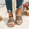 thumbnail image 5 of Tqyyweavej Terry Cloth Open Toe Slippers for Women Memory Foam Slip On House Slippers Color Block Comfy Corduroy Indoor Outdoor Shoes, 5 of 10