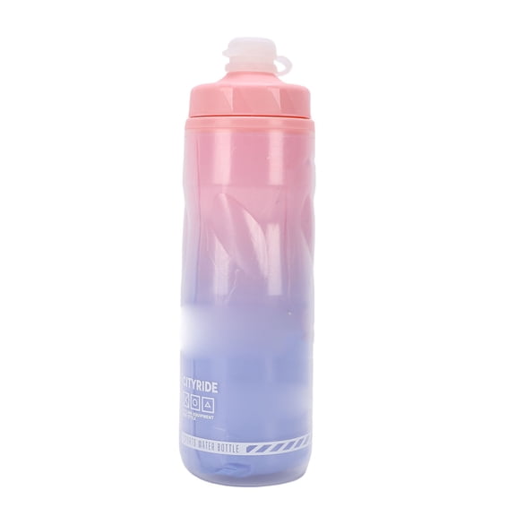 Suodoka 610ml / 20.6 oz Bike Water Bottle Insulated Squeeze Cycling Drink Bottle, Blue to Pink Gradient