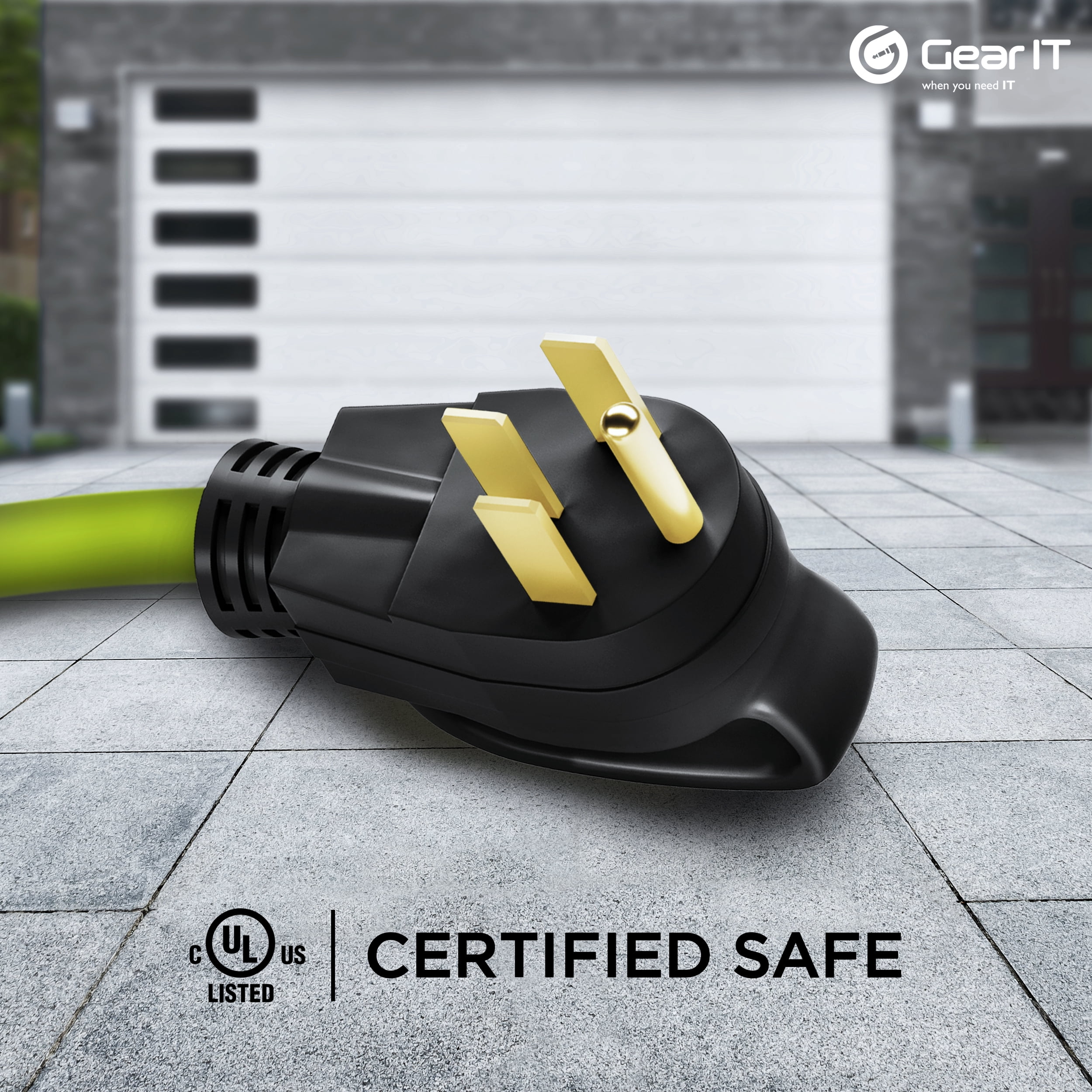 GearIT 50-Amp Extension Cord for RV and EV (10 ft) 4-Prong 250-Volt, Tesla Model 3/S/X/Y, NEMA 14-50P to 14-50R 6/3, 8/1 STW AWG Gauge Outdoor Auto Power Cord - 10 Feet