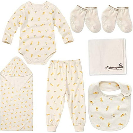 

withorganic Newborn Gift Set | 100% Organic Certified Cotton | 7 Pieces | for Baby Boy or Girl