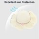 thumbnail image 4 of Sombrero de paja de verano para mujer, con circunferencia de 56 a 58 cm, bonito sombrero con protección solar y bolsa de paja, 4 of 5