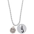 thumbnail image 1 of Delight Jewelry Silvertone Small Raphael Angel on Disc Silvertone Script Initial Disc - J - Charm Necklace, 20"+3", 1 of 4