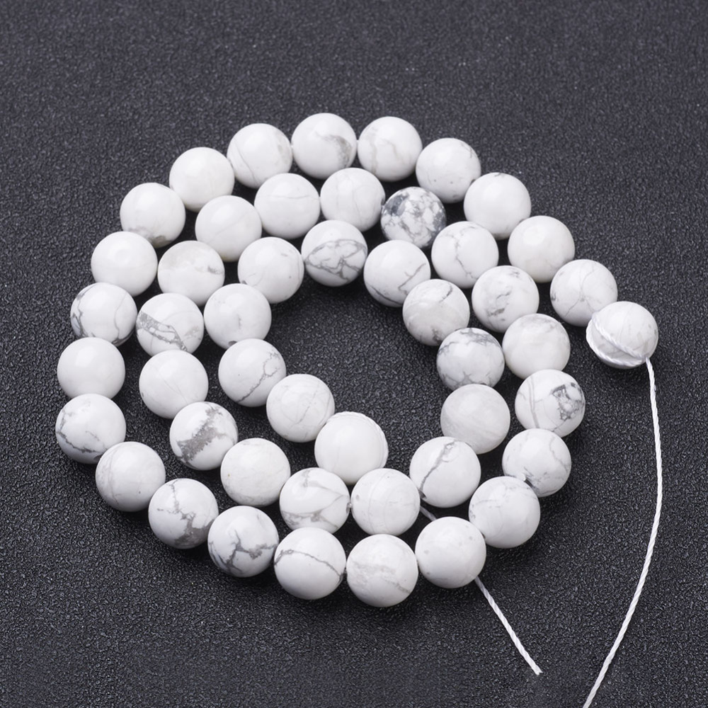 10Strand Gemstone Beads Strands Natural Howlite Round Beads White 6mm Hole: 0.8mm about 60~61pcs/strand 15~16 inch