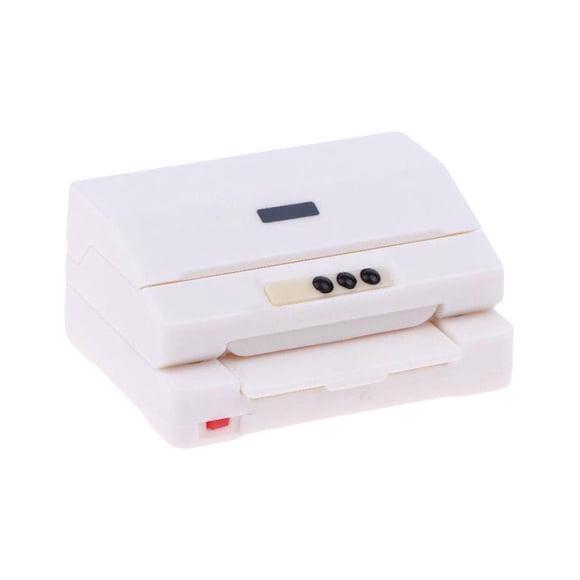 Impresora de casa de muñecas, muebles de casa de muñecas, juguete de simulación creativo realista para niños, mini suministros de oficina, modelo de Blanco