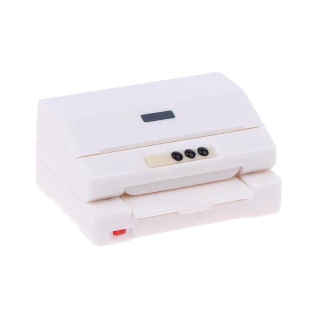 Impresora de casa de muñecas, muebles de casa de muñecas, juguete de simulación creativo realista para niños, mini suministros de oficina, modelo de Blanco
