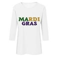 thumbnail image 4 of Mardi Gras Shirts for Women Carnival Printed 3/4 Sleeve Casual Round Neck Loose T-shirt,Womens Mardi Gras Tops, 4 of 5