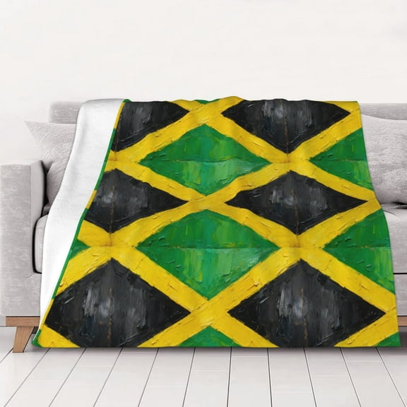 Throw Blanket Jamaica Flag Soft Cozy Fleece Flannel Blanket Home Decor for Couch Sofa Bed 50"x40"