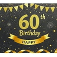 thumbnail image 4 of Black and Gold Glittery 60th Happy Birthday Banner Backdrop Background Party Decors Photo Props for Birthday Celebrations Party Supplies Events Decorations, 4 of 8