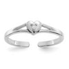 Real 14kt White Gold .01ct Diamond Heart Toe Ring; for Adults and Teens; for Women and Men