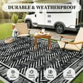 thumbnail image 3 of Outdoor Rug with Led Strip Lights RV Camping Mat and Patio Rug for Deck Balcony Porch Backyard Beach Picnic Outdoor Carpet Striped Pattern Modern Slip Plastic Straw x & Bei, 3 of 6