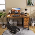 thumbnail image 2 of Lufeiya 40 inch Computer Desk with 4 Fabric Drawers, Kids Student Small Desks for Home Office Small Space, Work PC Desk Table for Bedroom, Rustic Brown, 2 of 8