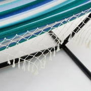 Coral Coast Keyes Cove Multicolor Striped Hammock, Cool Blue, Green, Tan, in a Vertical Stripe Pattern, Product Assembled Size 9.7 ft L x 5 ft W