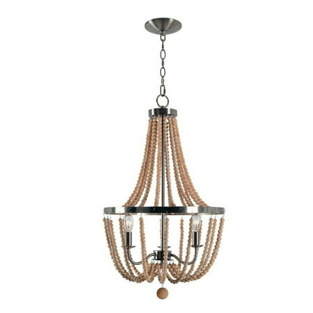 

Fichiouy Modern 3-Head Vintage Wooden Beads Lights Flush Mount Ceiling Light Chandelier