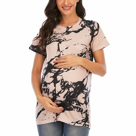 

Summer Savings Clearance! Edvintorg T Shirt Pregnancy Womens Print Round Neck Short Sleeve Casual Maternity Shirt Pregnant Women Clothing