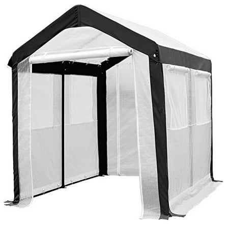 Enclosed Patio Abba Patio 6 x 8-Feet Large Walk in Fully Enclosed Lawn and Garden Greenhouse with Windows, White ()