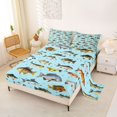 thumbnail image 2 of Manfei Cartoon Fish Queen Sheets, Marine Animal Queen Sheet Sets, Light Blue, 4pcs, 1 Flat Sheet, 1 Fitted Sheet and 2 Pillowcases, 2 of 6