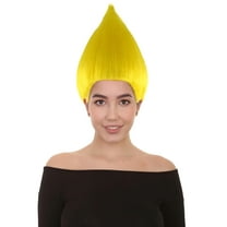 HPO Adult Unisex Troll Wig for Yellow Color I Ideal for Halloween I Flame-Retardant Synthetic Fiber Hair