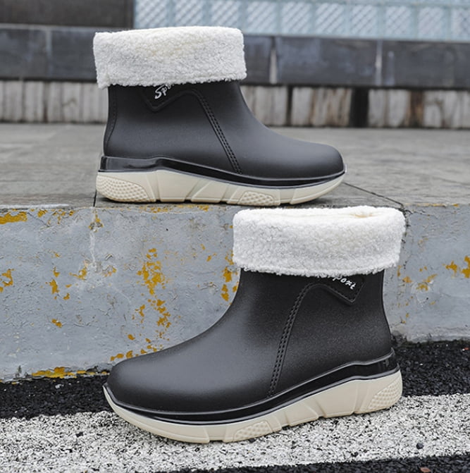 Wowen Rain Boots Slip On Antislip Rubber Waterproof Ankle Boots Rain Shoes