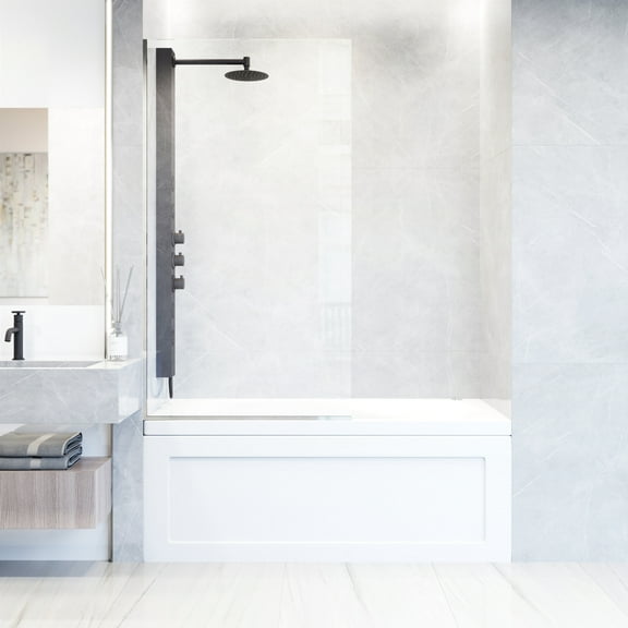 Vigo Vg6075cl3462 Zenith 62" High X 34" Wide Shower Screen Semi Frameless Tub Door -