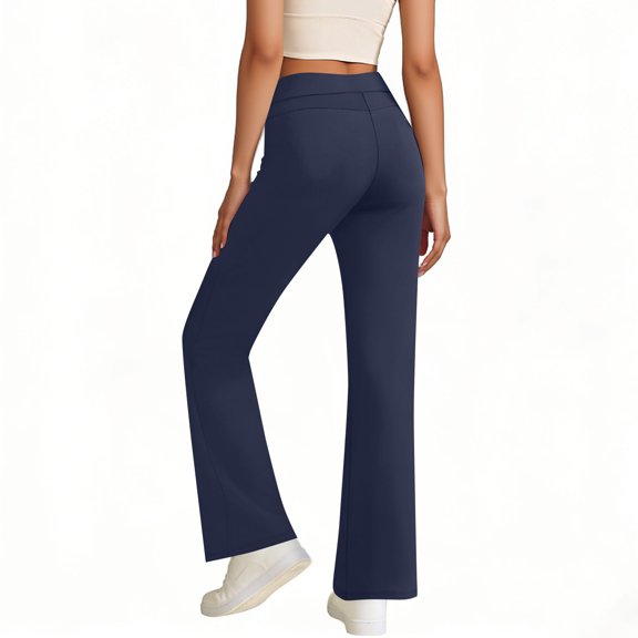 Kukoosong Yoga Pants for Women, Women's Solid Color Elastic Waist Casual Sweatpants with Side Pockets Relaxed Pants, Workout Athletic Leggings