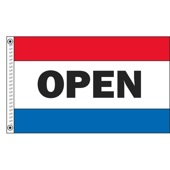 SSWBasics Horizontal Stripe Message Flag - "Open" - 60"W x 36"H