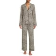 thumbnail image 2 of Sealy Women’s Long Sleeve Notch Collar Top and Pants Sleepwear Set, 2-Piece, 2 of 5