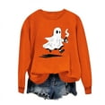 thumbnail image 4 of FDGIU Spooky Season Cute Ghost Graphic Women's Halloween Sweatshirt Oversized Crewneck Pullover Long Sleeve Casual Top Halloween Shirts for Women, 4 of 5