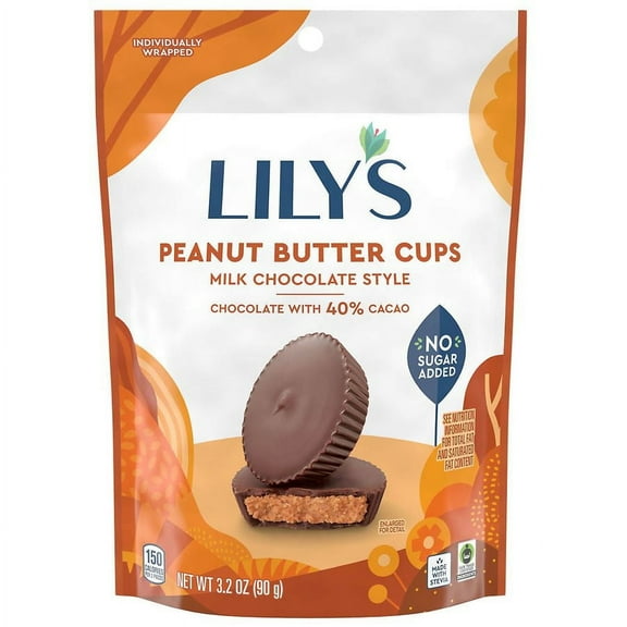 Lily's Peanut Butter Cups Milk Chocolate Style 3.2 oz Pack of 2
