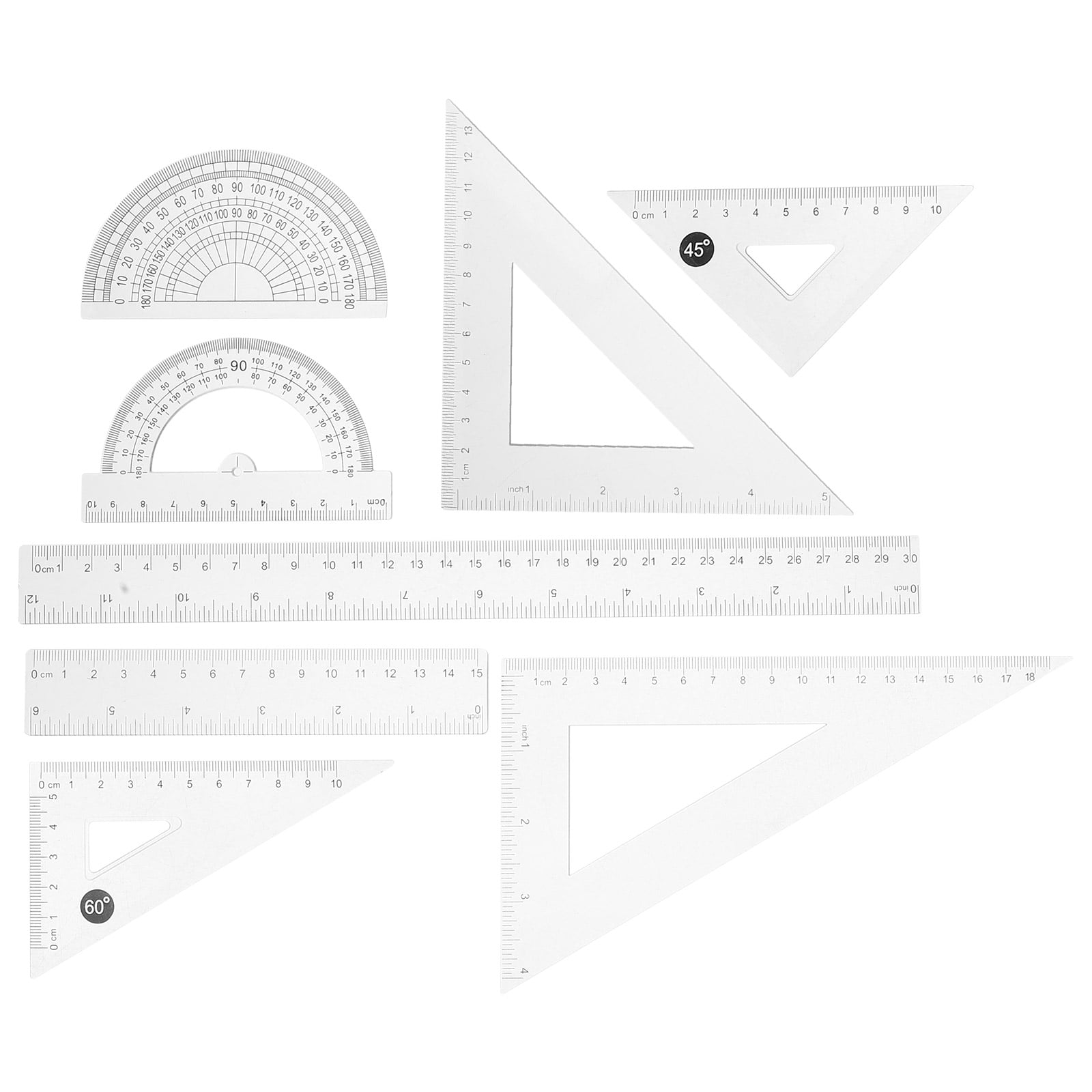 8 Pcs Clear Plastic Ruler Rulers Math Spiral High-strength Student Transparent