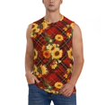 thumbnail image 1 of Saiise Débardeur pour Homme à Carreaux Rouges avec Imprimé Tournesol : T-Shirt Sans Manches Élégant pour Sports Décontractés et Occasions à la Plage - Grand, 1 of 7