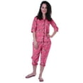 thumbnail image 2 of Moomaya Printed Cotton 3/4 Sleeve Shirt With Capri 2 Piece Nightwear Set Sleepwear For Womens, 2 of 7