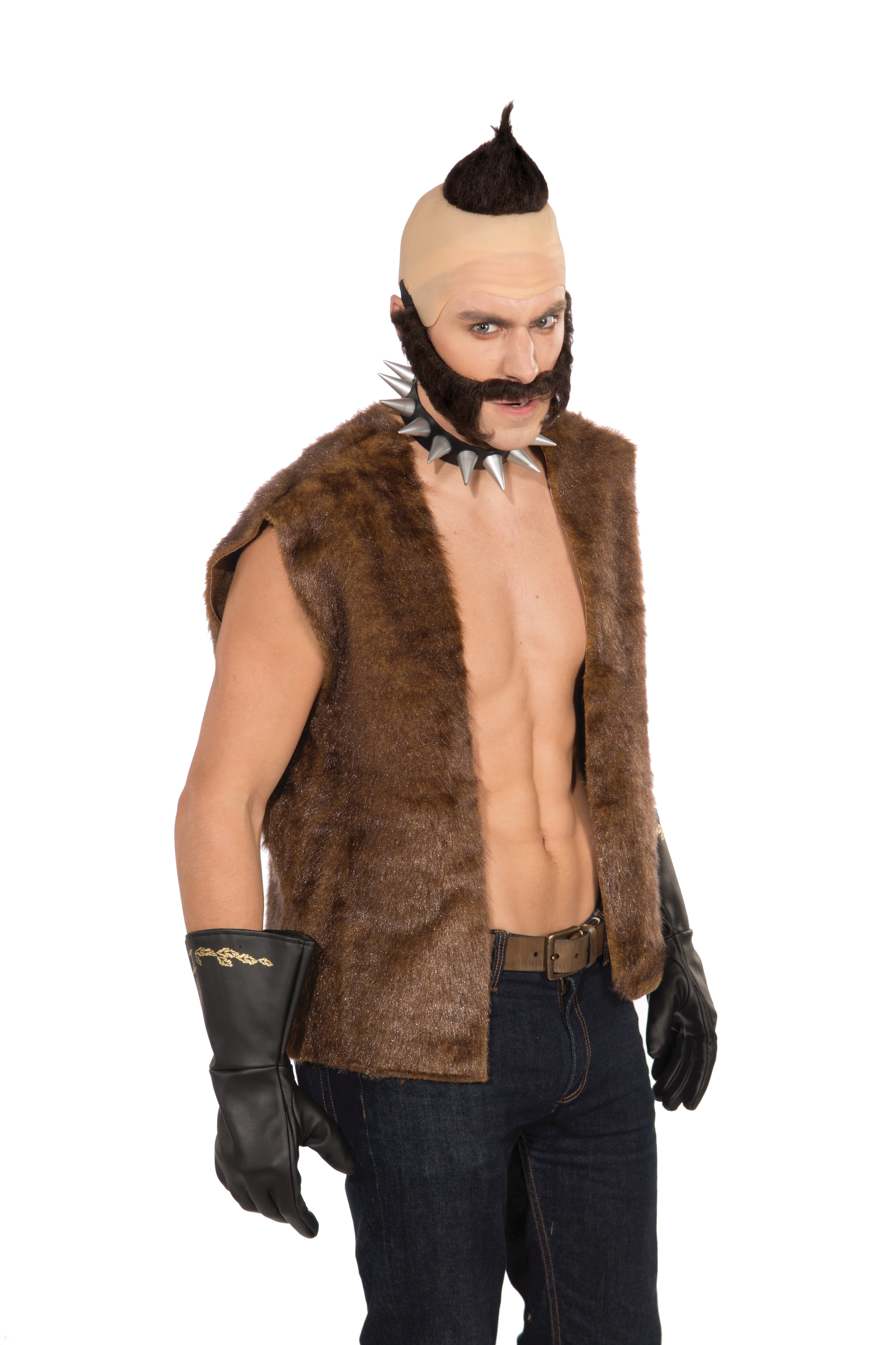 Adult Mens Troll Bald Headpiece Wig Beard Set Hair Kit Costume