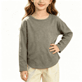thumbnail image 2 of NEBWOAK Boys Girls Long Sleeve T-Shirt 100% Cotton Khaki Crewneck Loose Fit Basic Tee,Size 18 Months, 2 of 7