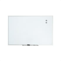 U Brands 35 x 23 in. Magnetic Dry Erase Whiteboard, Silver Metal Frame, Includes 2 Magnets, Marker, Tray