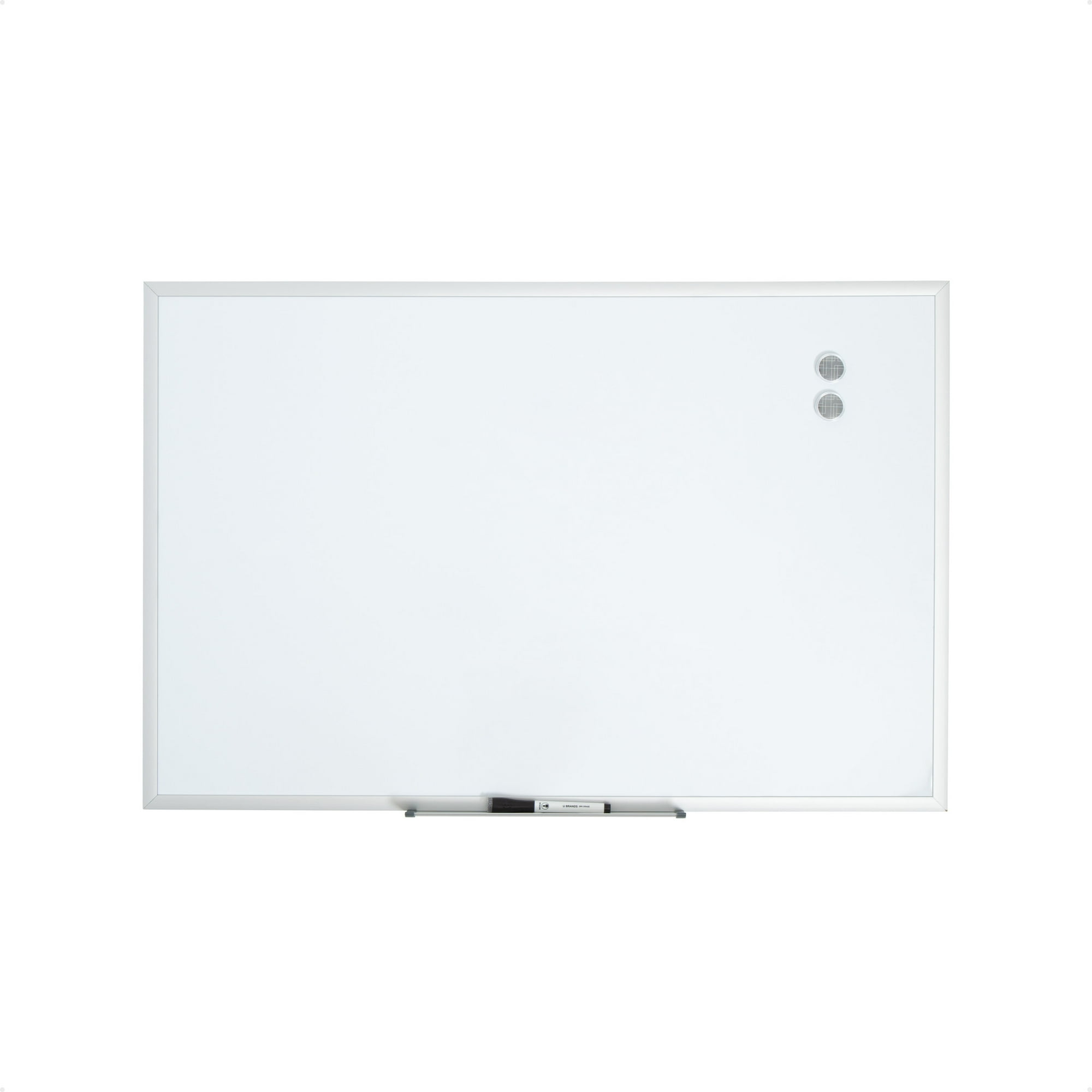 U Brands 35 x 23 in. Magnetic Dry Erase Whiteboard with Silver Metal Frame, Includes 2 Magnets, Marker, and Tray